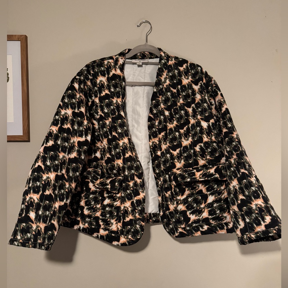 EUC Rachel Comey Black, Green, Pink & Cream Quilted Puffer Jacket- 1X